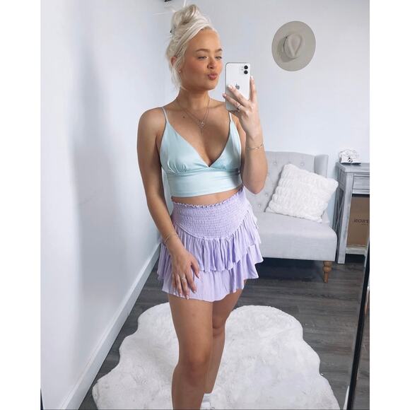 NWT Lilac Lavender Purple high waisted ruffle mini Skort - Picture 7 of 7